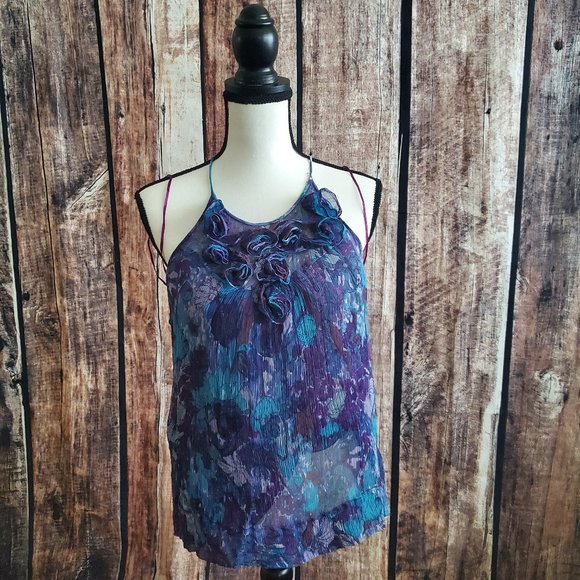 Rebecca Taylor Size 8 Floral Tank Shirt - Picture 1 of 6